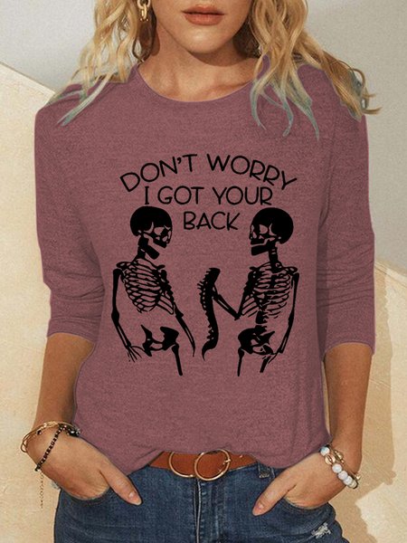 Women Funny Halloween Skull Don‘t Worry I Got Your Back Skeleton Long Sleeve Simple Tops, Red, Long sleeves
Women Funny Halloween Skull Don‘t Worry I Got Your Back Skeleton Long Sleeve Simple Tops, Red, Long sleeves