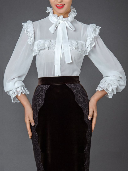 Regular Fit Elegant Long sleeve H-Line Lotus Leaf Collar Blouse, White, Blouses and Shirts
Regular Fit Elegant Long sleeve H-Line Lotus Leaf Collar Blouse, White, Blouses and Shirts