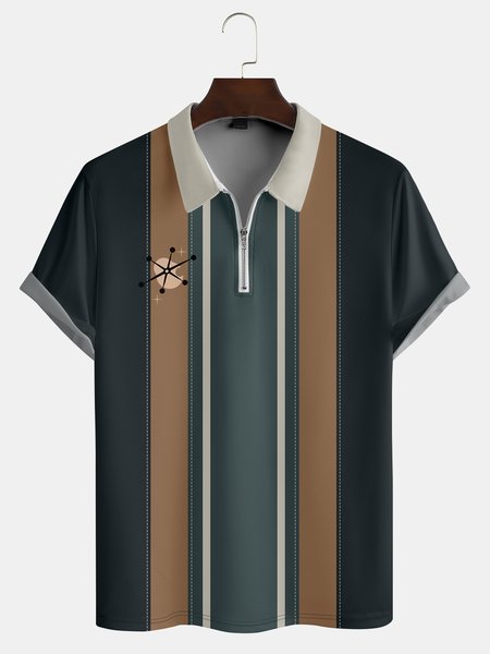 Casual Art Collection Mid-Century Geometric Stripe Color Block Pattern Lapel Short Sleeve Polo Print Top, Dark green, Men's t-shirts
Casual Art Collection Mid-Century Geometric Stripe Color Block Pattern Lapel Short Sleeve Polo Print Top, Dark green, Men's t-shirts