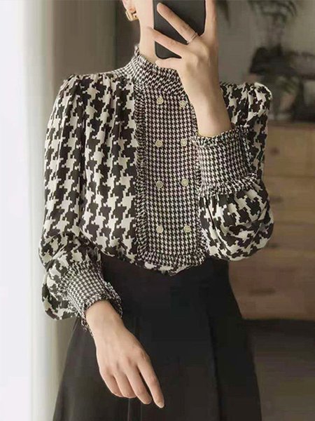 Houndstooth Autumn Elegant Polyester Daily Lotus Leaf Collar Regular Regular Regular Size Blouse for Women, Black, Blouses and Shirts
Houndstooth Autumn Elegant Polyester Daily Lotus Leaf Collar Regular Regular Regular Size Blouse for Women, Black, Blouses and Shirts