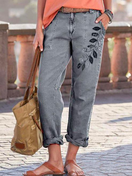 Women Leaf Autumn Vacation Natural No Elasticity Capris Straight pants Denim Regular Jeans, Gray, Pants
Women Leaf Autumn Vacation Natural No Elasticity Capris Straight pants Denim Regular Jeans, Gray, Pants