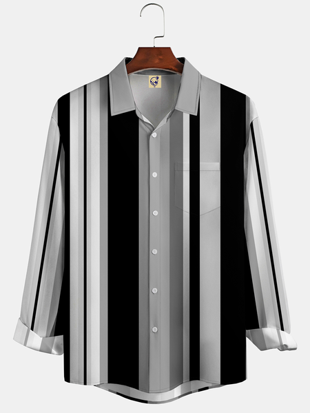 Casual Art Collection Retro Striped Geometric Color Block Pattern Lapel Long Sleeve Print Shirt Top, Black, Long Sleeve Shirts
Casual Art Collection Retro Striped Geometric Color Block Pattern Lapel Long Sleeve Print Shirt Top, Black, Long Sleeve Shirts