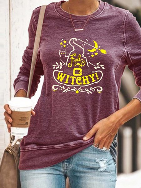 Women Witchy Black Cat Brooms Crew Neck Halloween Casual Sweatshirts, Red, Hoodies&Sweatshirts
Women Witchy Black Cat Brooms Crew Neck Halloween Casual Sweatshirts, Red, Hoodies&Sweatshirts