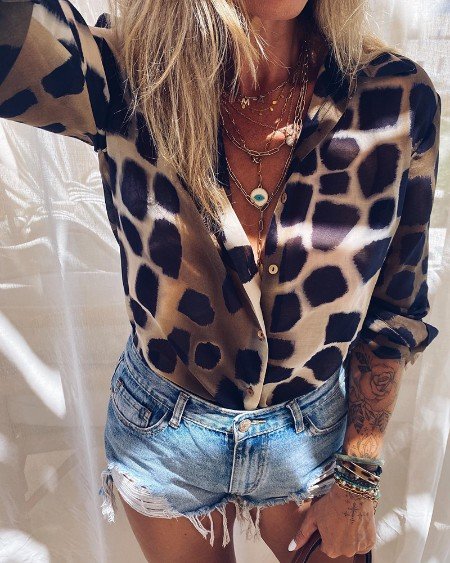Women Casual Leopard Autumn No Elasticity Commuting Long H-Line Shirt Collar Regular Size Blouse, Shirts & Blouses
Women Casual Leopard Autumn No Elasticity Commuting Long H-Line Shirt Collar Regular Size Blouse, Shirts & Blouses