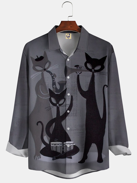 Casual Art Collection Medieval Stripe Geometric Color Block Cat Element Pattern Lapel Long Sleeve Print Shirt Top, Dark gray, Long Sleeve Shirts
Casual Art Collection Medieval Stripe Geometric Color Block Cat Element Pattern Lapel Long Sleeve Print Shirt Top, Dark gray, Long Sleeve Shirts
