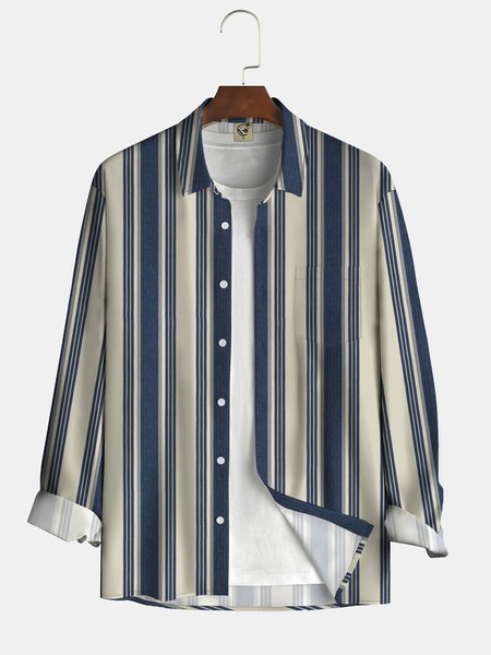 Men's Striped Art Print Casual Breathable Long Sleeve Shirt, Blue, Long Sleeve Shirts
Men's Striped Art Print Casual Breathable Long Sleeve Shirt, Blue, Long Sleeve Shirts