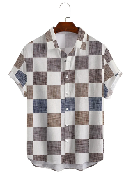 Cotton and linen printed plaid style geometry comfortable linen shirts with short sleeves, As picture, Short Sleeve Shirts
Cotton and linen printed plaid style geometry comfortable linen shirts with short sleeves, As picture, Short Sleeve Shirts