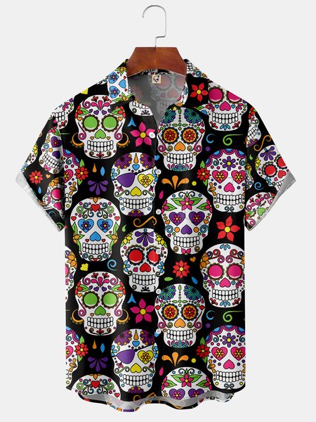 Mens Retro Skull Print Front Buttons Soft Breathable Chest Pocket Casual Hawaiian Shirt, Black, Short Sleeve Shirts
Mens Retro Skull Print Front Buttons Soft Breathable Chest Pocket Casual Hawaiian Shirt, Black, Short Sleeve Shirts