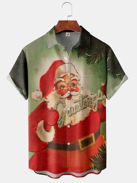 Mens Retro Santa Christmas Print Front Buttons Soft Breathable Chest Pocket Casual Hawaiian Shirt, Green, Short Sleeve Shirts
Mens Retro Santa Christmas Print Front Buttons Soft Breathable Chest Pocket Casual Hawaiian Shirt, Green, Short Sleeve Shirts