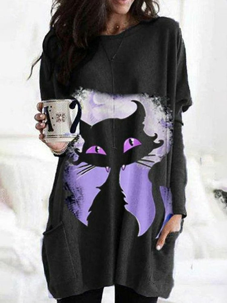 Women Casual Animal Autumn Loose Halloween Long sleeve Crew Neck Mid-long Regular Size Tops, Black, Shirts & Blouses
Women Casual Animal Autumn Loose Halloween Long sleeve Crew Neck Mid-long Regular Size Tops, Black, Shirts & Blouses