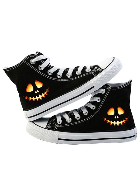 Halloween Pumpkin Grimace Canvas Sneakers, Color10, Flats