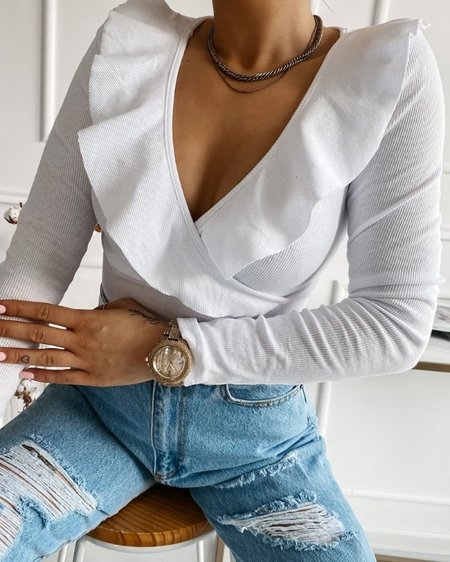 Sexy Plain Tight Tops, White, T-Shirts