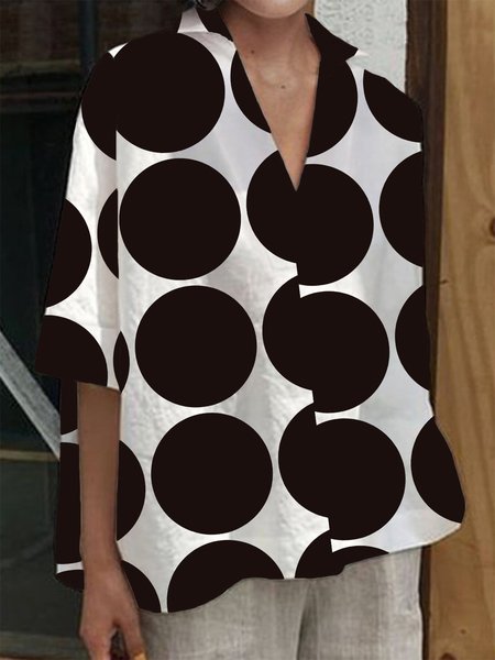 Women Polka Dots Simple Autumn No Elasticity Daily Loose 1 * Top Half sleeve Regular Blouse, Black-white, Blouses and Shirts
Women Polka Dots Simple Autumn No Elasticity Daily Loose 1 * Top Half sleeve Regular Blouse, Black-white, Blouses and Shirts