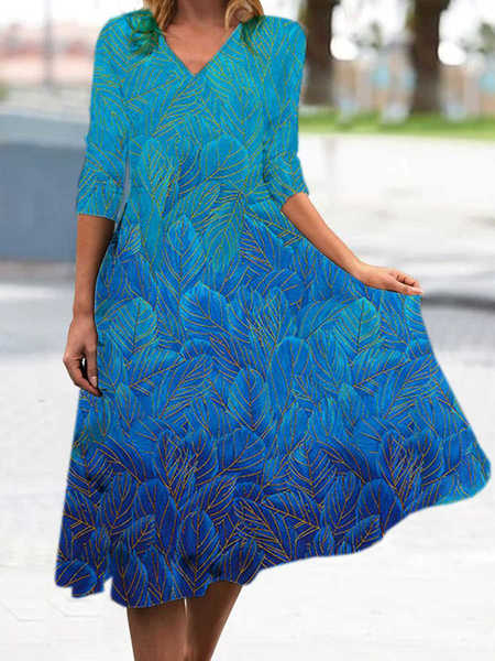 Women Casual Floral Autumn Natural Daily Loose Long Three Quarter A-Line Dresses, Blue, Dresses
Women Casual Floral Autumn Natural Daily Loose Long Three Quarter A-Line Dresses, Blue, Dresses