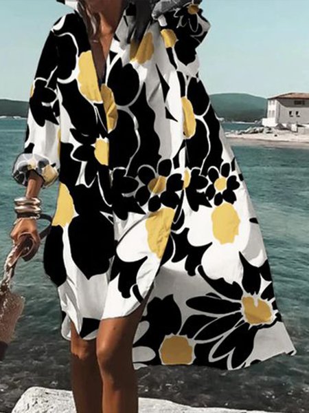 Women Floral Autumn Vacation Daily Regular Fit Buttons Regular Shirt Dress Shirt Collar Dresses, Black, Mini Dresses
Women Floral Autumn Vacation Daily Regular Fit Buttons Regular Shirt Dress Shirt Collar Dresses, Black, Mini Dresses
