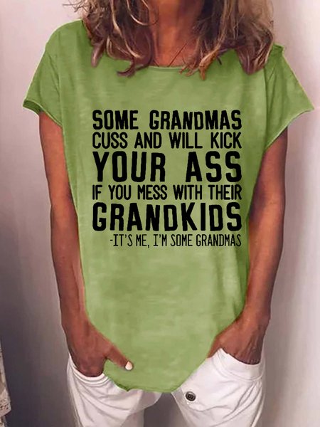 Women Funny Some Grandmas Cuss Casual Loose Text Letters T-Shirt, Green, T-shirts
Women Funny Some Grandmas Cuss Casual Loose Text Letters T-Shirt, Green, T-shirts