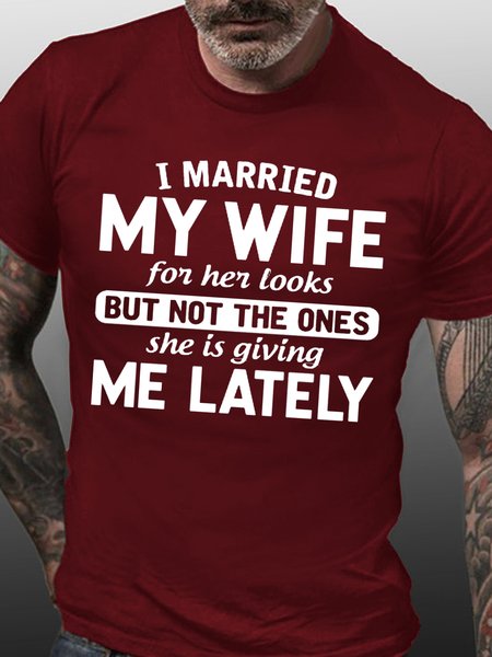 Mens Funny Gift I Married My Wife For Her Looks Crew Neck Cotton T-Shirt, Red, T-shirts
Mens Funny Gift I Married My Wife For Her Looks Crew Neck Cotton T-Shirt, Red, T-shirts