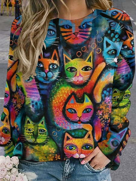 Abstract Colorful Cat Casual Crew Neck Sweatshirt, As picture, Hoodies&Sweatshirts
Abstract Colorful Cat Casual Crew Neck Sweatshirt, As picture, Hoodies&Sweatshirts