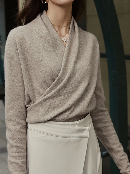 Plain Simple Autumn V neck Loose Long sleeve Regular H-Line Regular Size Sweater for Women, Light brown, Sweaters
Plain Simple Autumn V neck Loose Long sleeve Regular H-Line Regular Size Sweater for Women, Light brown, Sweaters
