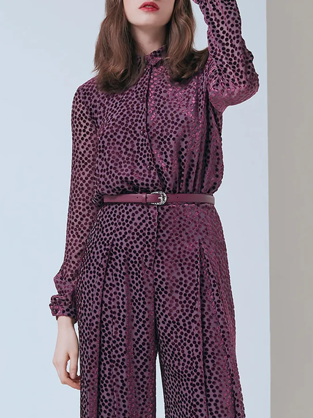 Urban Regular Fit Long Sleeve Polka Dots Blouse, Fuchsia, Blouses and Shirts