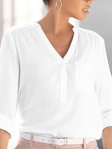 Casual Plain Autumn Polyester V neck Long sleeve Regular Regular Regular Size Blouse for Women, White, Blouses & Shirts
Casual Plain Autumn Polyester V neck Long sleeve Regular Regular Regular Size Blouse for Women, White, Blouses & Shirts