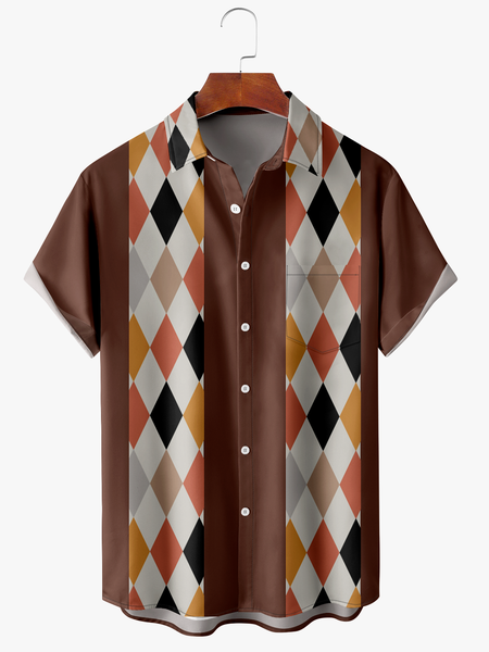 Men's Geometric Stripe Print Fashion Lapel Short Sleeve Hawaiian Shirt, Brown, Short Sleeve Shirts
Men's Geometric Stripe Print Fashion Lapel Short Sleeve Hawaiian Shirt, Brown, Short Sleeve Shirts
