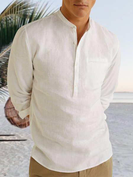 Men's Casual Cotton Linen Long Sleeve Pullover Shirt, Apricot, Long Sleeve Basic Shirts
Men's Casual Cotton Linen Long Sleeve Pullover Shirt, Apricot, Long Sleeve Basic Shirts