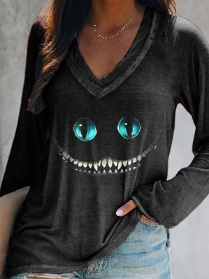 Halloween Cotton-Blend V Neck Casual Long sleeve T-Shirt, Deep gray, T-Shirts
Halloween Cotton-Blend V Neck Casual Long sleeve T-Shirt, Deep gray, T-Shirts