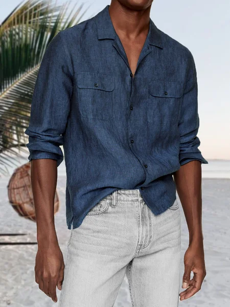 Men's Casual Cotton Linen Pocket Long Sleeve Shirt, Blue, Long Sleeve Basic Shirts
Men's Casual Cotton Linen Pocket Long Sleeve Shirt, Blue, Long Sleeve Basic Shirts
