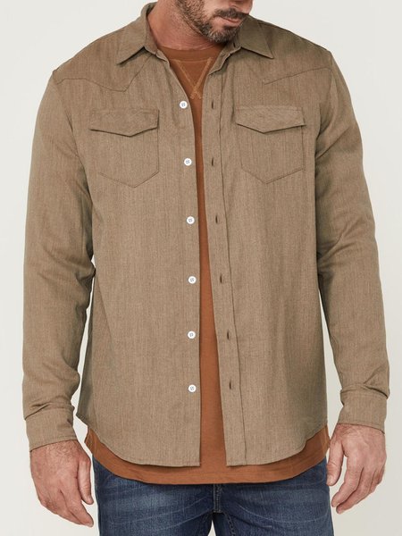 Cotton and Linen Plain Western Denim Work Pocket Long Sleeve Shirt, Brown, Long Sleeve Basic Shirts
Cotton and Linen Plain Western Denim Work Pocket Long Sleeve Shirt, Brown, Long Sleeve Basic Shirts