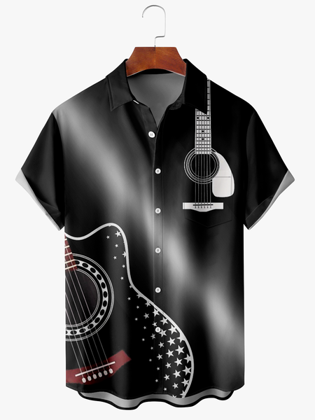 Men's Guitar Music Print Fashion Lapel Short Sleeve Hawaiian Shirt, Black, Short Sleeve Shirts
Men's Guitar Music Print Fashion Lapel Short Sleeve Hawaiian Shirt, Black, Short Sleeve Shirts