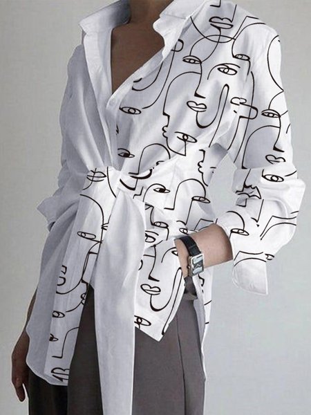 Shirt Collar Urban Long Sleeve Blouse, Black-white, Blouses and Shirts
Shirt Collar Urban Long Sleeve Blouse, Black-white, Blouses and Shirts