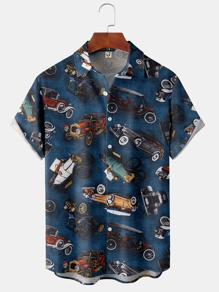Men's Pocket Retro Car Print Casual Breathable Short Sleeve Shirt, Blue, Short Sleeve Shirts
Men's Pocket Retro Car Print Casual Breathable Short Sleeve Shirt, Blue, Short Sleeve Shirts