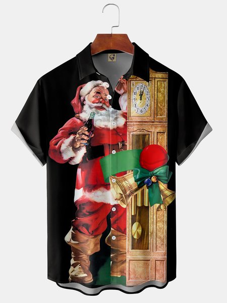 Men's Pocket Santa Print Casual Breathable Short Sleeve Shirt, Black, Short Sleeve Shirts
Men's Pocket Santa Print Casual Breathable Short Sleeve Shirt, Black, Short Sleeve Shirts