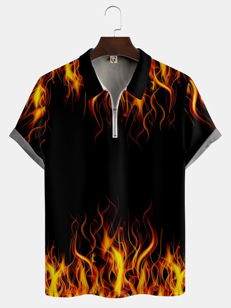 Casual Culture Collection Retro Western Culture Gradient Flame Element Pattern Lapel Short Sleeve Polo Print Top, Black, Men's t-shirts
Casual Culture Collection Retro Western Culture Gradient Flame Element Pattern Lapel Short Sleeve Polo Print Top, Black, Men's t-shirts