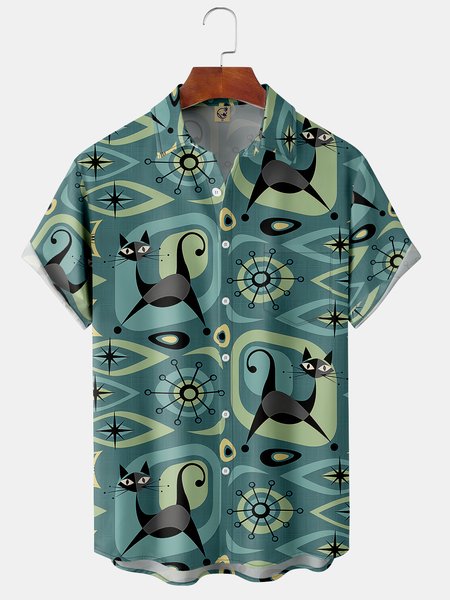 Casual Art Collection Mid-Century Retro Geometric Stripes Color Block Cat Lapel Short Sleeve Chest Pocket Shirt, Lake blue, Short Sleeve Shirts
Casual Art Collection Mid-Century Retro Geometric Stripes Color Block Cat Lapel Short Sleeve Chest Pocket Shirt, Lake blue, Short Sleeve Shirts
