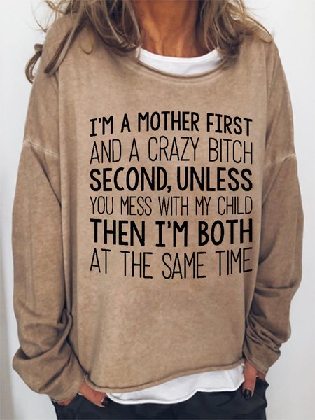 Women Funny I'm A Mother First Text Letters Crew Neck Loose Sweatshirt, Khaki, Hoodies&Sweatshirts
Women Funny I'm A Mother First Text Letters Crew Neck Loose Sweatshirt, Khaki, Hoodies&Sweatshirts