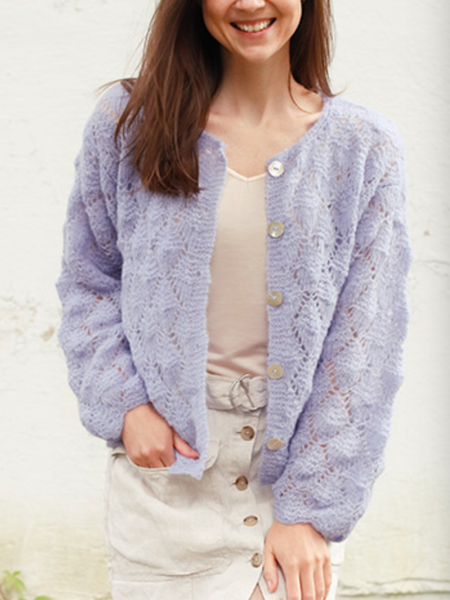Casual Cross Neck Yarn/Wool Yarn Sweater Coat, Purple, Outerwear