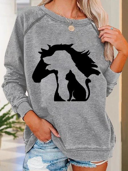 Women's Lovely Horse Dog Cat Printed Simple Animal Graphic Sweatshirt, Gray, Hoodies&Sweatshirts
Women's Lovely Horse Dog Cat Printed Simple Animal Graphic Sweatshirt, Gray, Hoodies&Sweatshirts