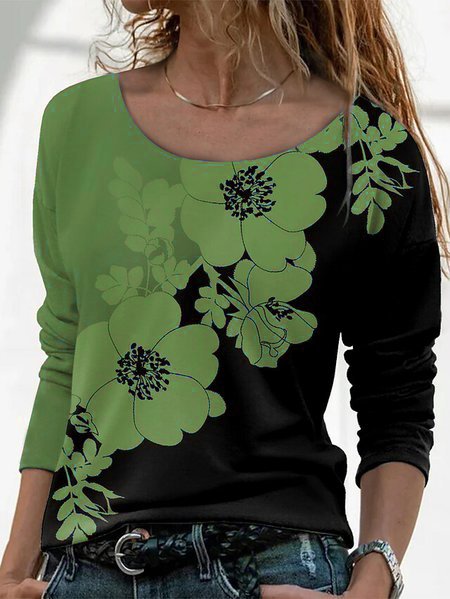 Casual Floral Autumn Daily Long sleeve Crew Neck H-Line Regular Medium Elasticity T-shirt for Women, Green, Tops
Casual Floral Autumn Daily Long sleeve Crew Neck H-Line Regular Medium Elasticity T-shirt for Women, Green, Tops
