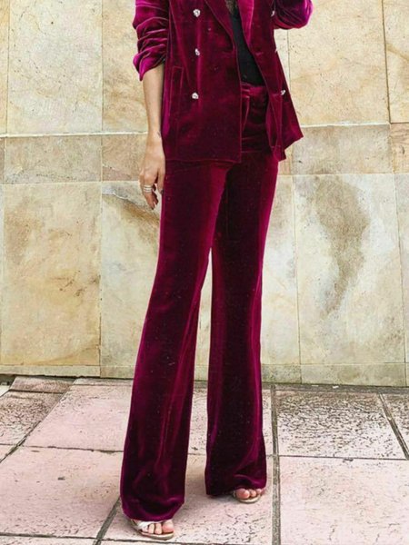 Regular Fit Red Plain Urban Fashion Pants, Pants