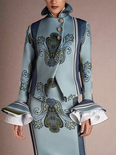 Urban Regular Fit Long Sleeve Coat, Blue, Jackets