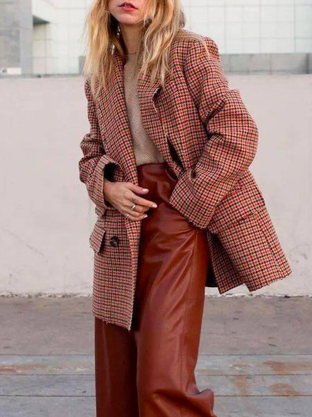 Daily Long sleeve Urban Regular Fit Lapel Collar Blazer, Coffee, Blazers