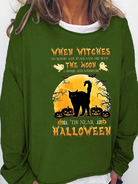 Women Black Cat Witches Happy Halloween Casual Sweatshirts, Green, Hoodies&Sweatshirts
Women Black Cat Witches Happy Halloween Casual Sweatshirts, Green, Hoodies&Sweatshirts