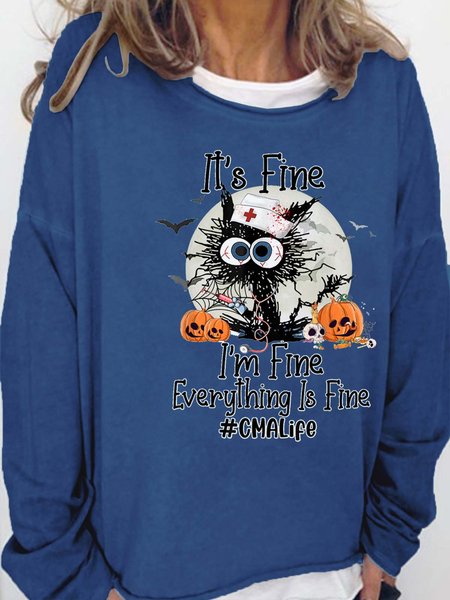 Women Black Cat I’m Fine Pumpkin Light Casual Halloween Loose Sweatshirts, Deep blue, Hoodies&Sweatshirts
Women Black Cat I’m Fine Pumpkin Light Casual Halloween Loose Sweatshirts, Deep blue, Hoodies&Sweatshirts
