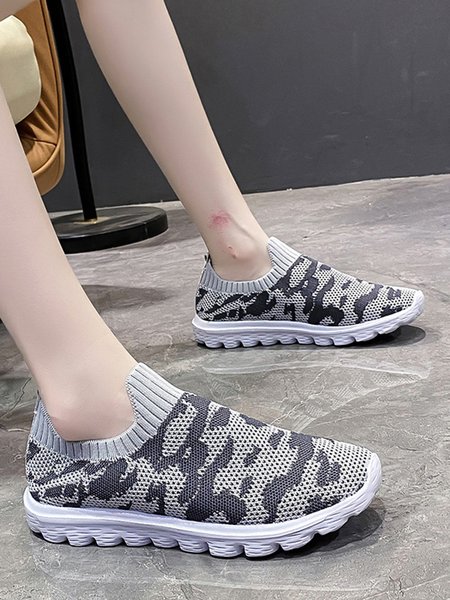Camo Lightweight Flyknit Sneakers, Gray, Sneakers