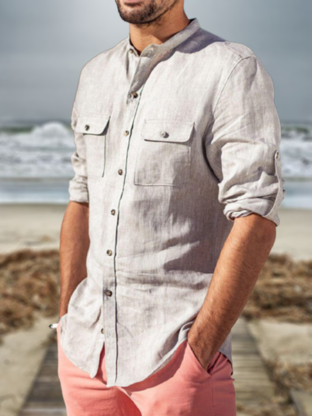 Cotton linen style American casual stand collar Multi Pocket cotton linen Long Sleeve Shirt, As picture, Long Sleeve Shirts
Cotton linen style American casual stand collar Multi Pocket cotton linen Long Sleeve Shirt, As picture, Long Sleeve Shirts