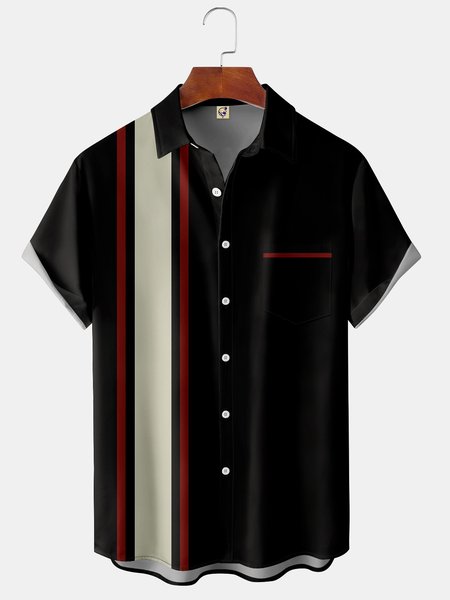 Men's Simple Striped Print Casual Breathable Short Sleeve Shirt, Black, Short Sleeve Shirts
Men's Simple Striped Print Casual Breathable Short Sleeve Shirt, Black, Short Sleeve Shirts