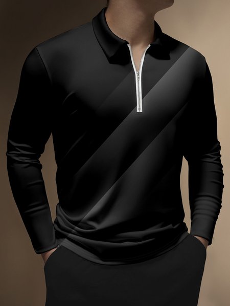 Casual Art Collection 3D Gradient Stripes Geometric Color Block Pattern Lapel Zip Long Sleeve Print Polo Shirt, Black, Long Sleeve T-shirts
Casual Art Collection 3D Gradient Stripes Geometric Color Block Pattern Lapel Zip Long Sleeve Print Polo Shirt, Black, Long Sleeve T-shirts