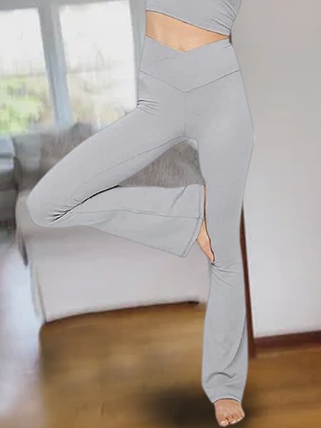 Plain Casual Loose Sweatpants, Gray, Leggings